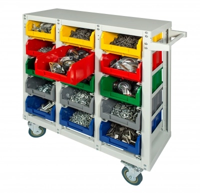 Стеллаж с направляющими мобильный, односторонний, Стелла-техник V3-15-125-И 15 ячеек, грузоподъемность 350кг