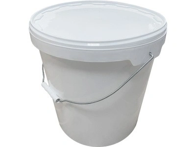 Ведро 21,3л круглое с металлической ручкой с белой крышкой, код: 36214