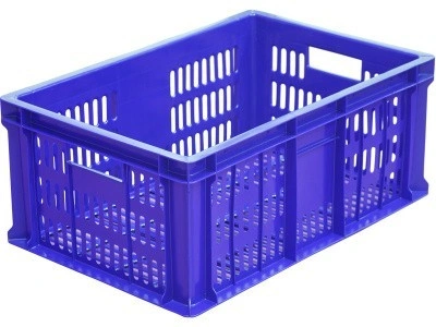 Ящик перфорированный 600×400×250, арт.: 201, объём 46, синий, код: 00377