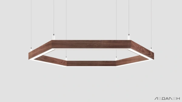 Шестиугольный светильник WOOD HEXAGON 6000K 80W, корпус Американский орех