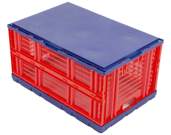 Складной ящик 600х400х310 с перфорированными стенками красный
