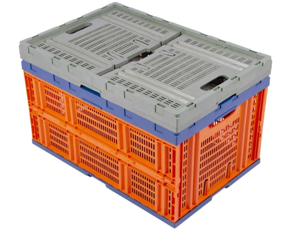 Складной ящик 600х400х310 с перфорированными стенками оранжевый