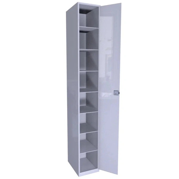 Металлический шкаф ХПГ 8 для СИЗ и противогазов 1870x260x380 мм с дверью Светло-серый