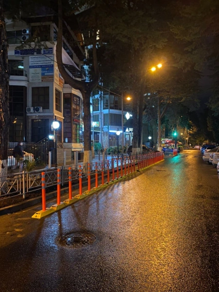 Делиниатор дорожный резиновый ДДР-610 со столбиком сигнальным упругим 650 мм